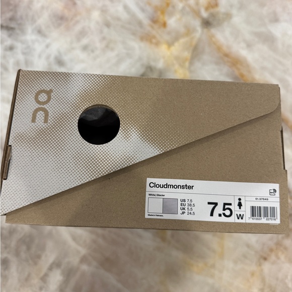 ON Women's Cloudmonster Athletic Shoes - White and Glacier - Picture 2 of 6